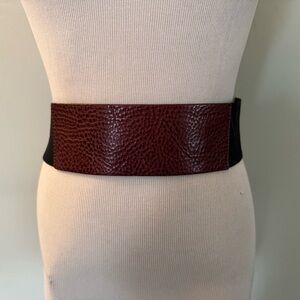 [Marni] Elastic Black Belt - Brown Leather Front Sz: S/M